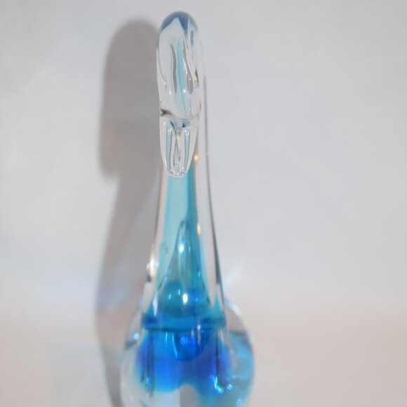 Vintage Hand Blown Blue Art Glass Swan Bird Figurine - Picture 3 of 11